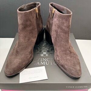 Vince Camuto Kelmi Women's Chocolate Brown Suede Ankle Boots 7.5
